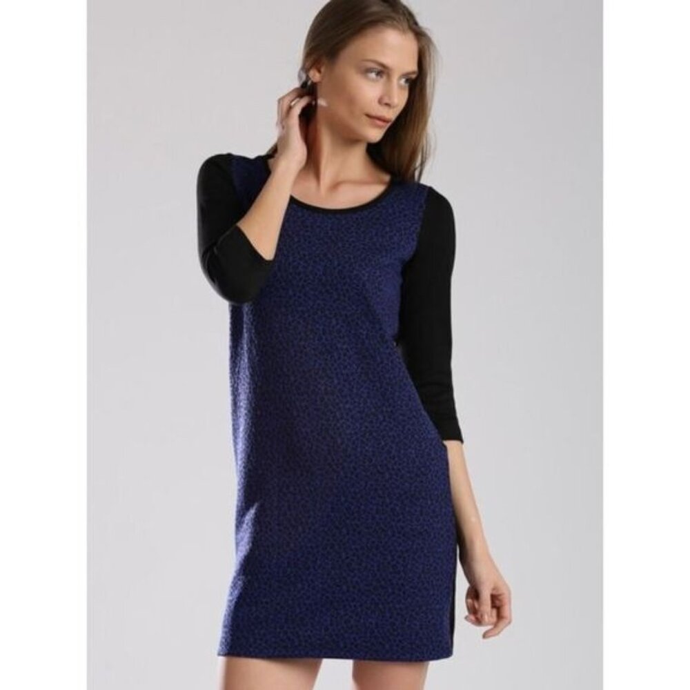 Bossini Navy & Black Animal Print‎ Shift Dress XL